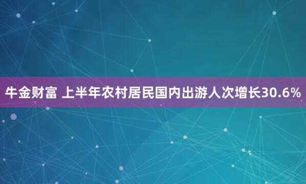 牛金财富 上半年农村居民国内出游人次增长30.6%